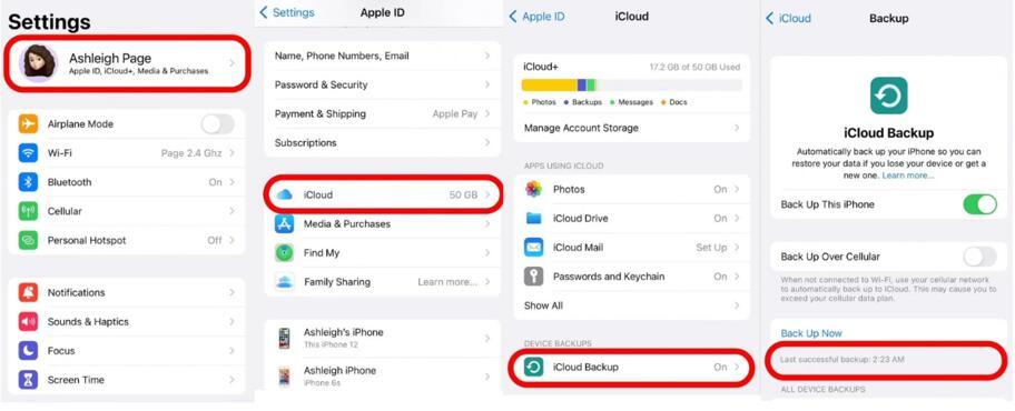 Check Recent iCloud Backup